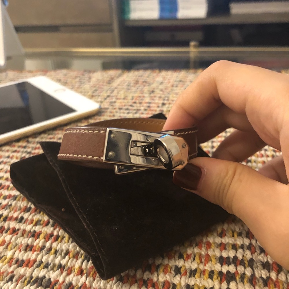 Hermes lether bracelet with silver lock